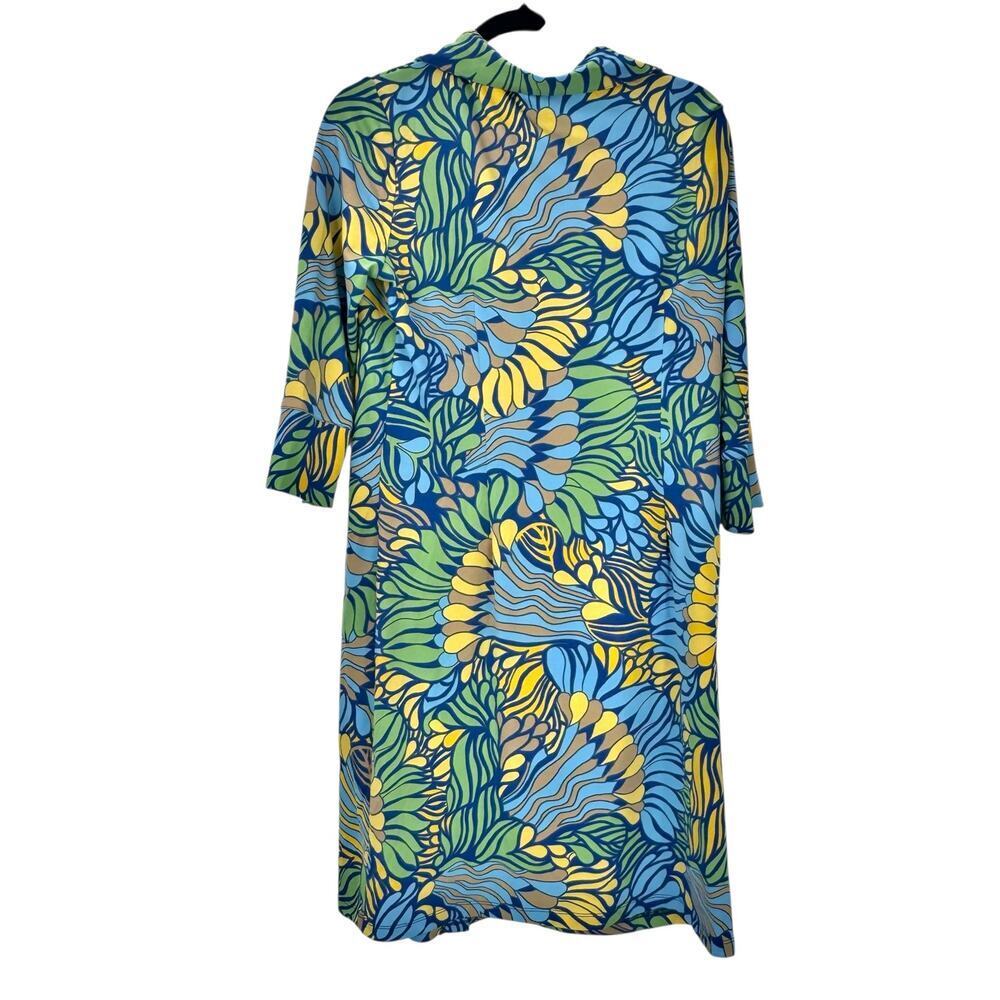 J. McLaughlin Brynn Lyford Jersey Retro Print Shirt Dress Multicolor Size L - Picture 3 of 9